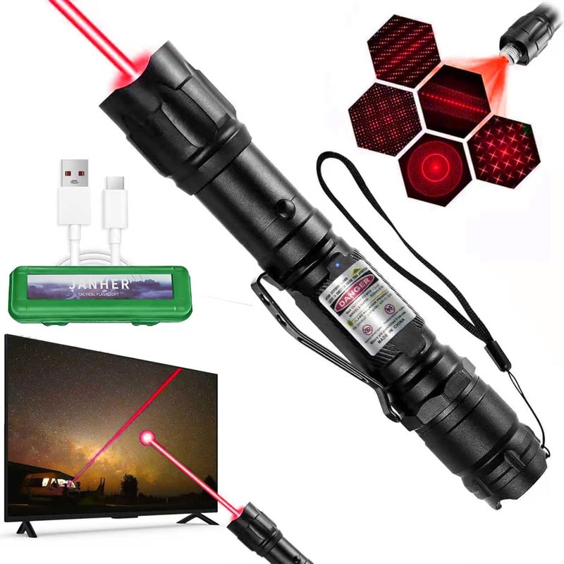 JAMHER Red Laser Pointer High Power, Tactical Long Range Laser, Rechargeable Laser, Adjustable Focus Laser with Carrying Case (Red Light) - Image 1